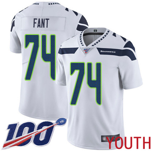 Seattle Seahawks Limited White Youth George Fant Road Jersey NFL Football #74 100th Season Vapor Untouchable->seattle seahawks->NFL Jersey